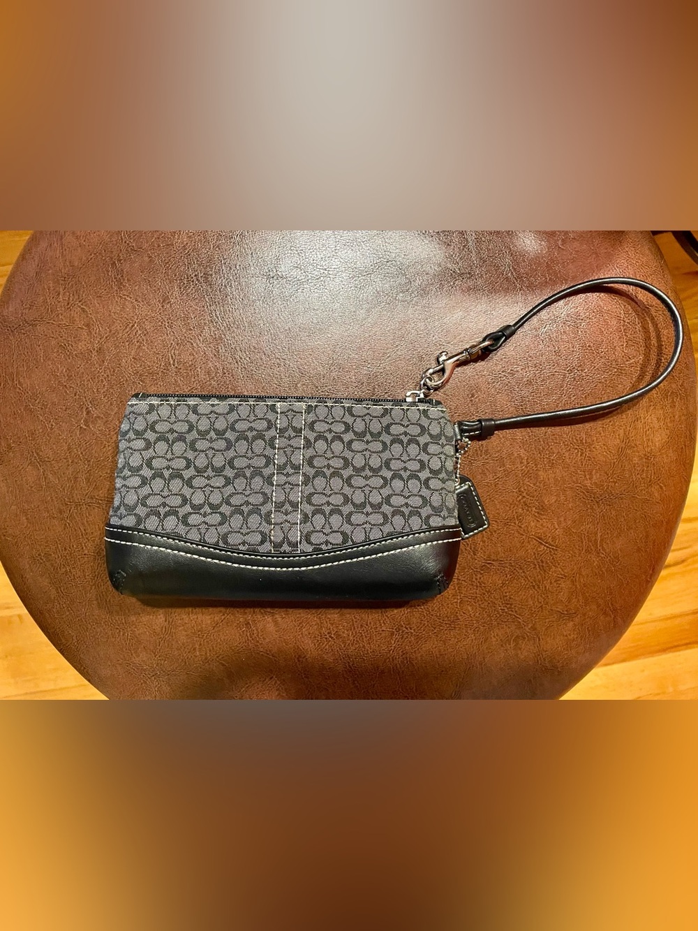 Coach Monogram Black & Grey Wristlet